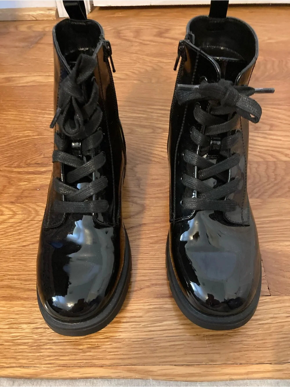 GAP Black Patent Lace-Up Kids Boots